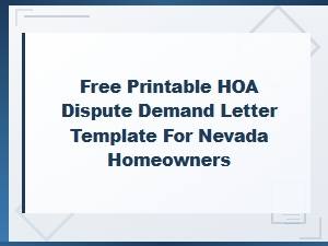 Nevada Hoa Dispute Demand Letter Template