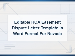 Nevada Hoa Easement Dispute Letter Template in Word