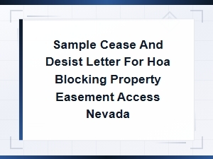 Cease and Desist Letter for Hoa Easement Access in Nevada