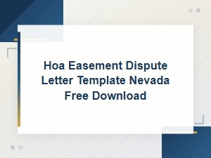 Nevada Hoa Easement Dispute Letter Template